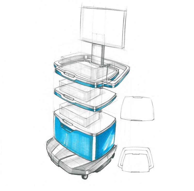 醫(yī)療器械一體化推車手繪設計
